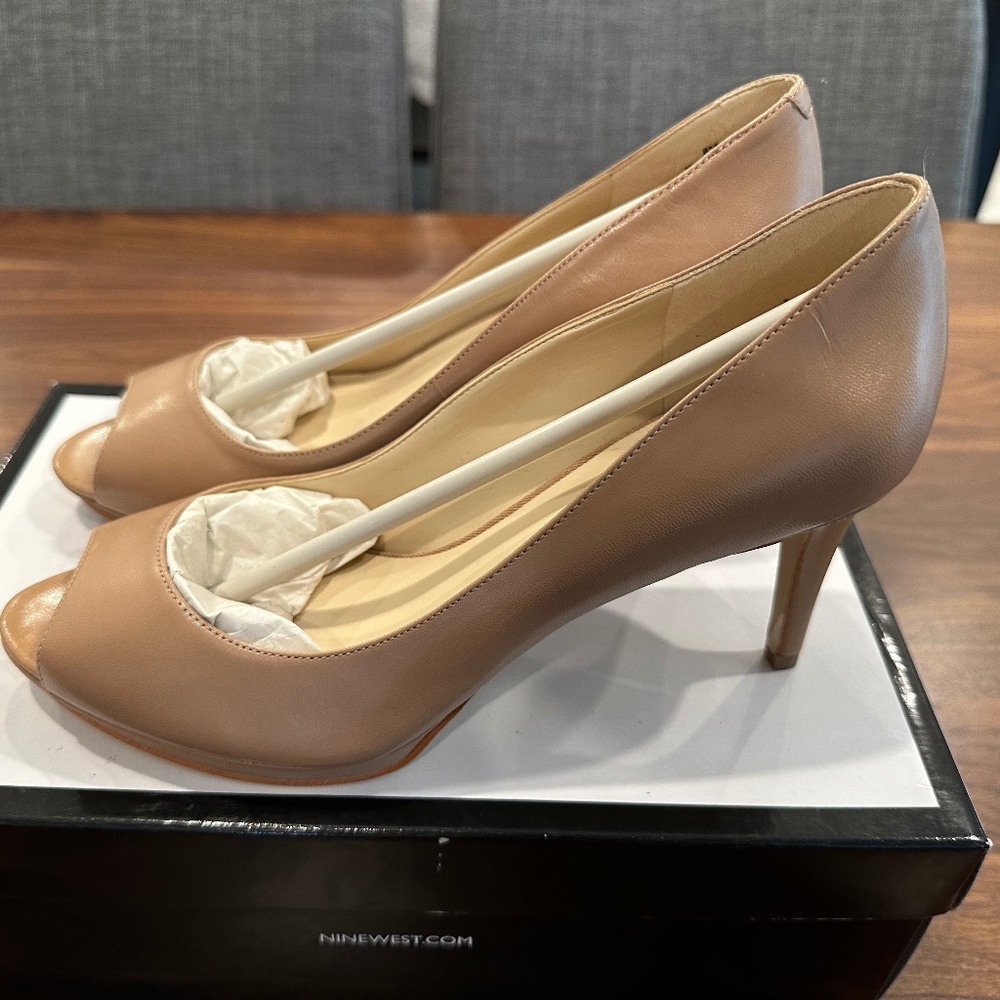 Nine West Taupe Open Toe heels